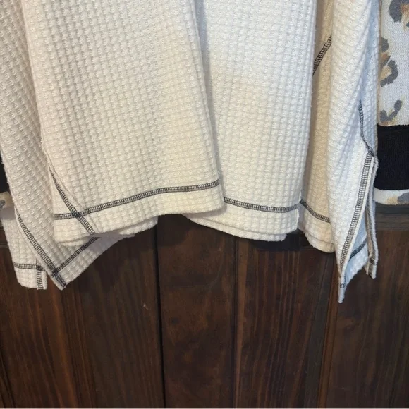 We The Free Cream and Black Leopard Print Sweatshirt - Picture 4 of 12